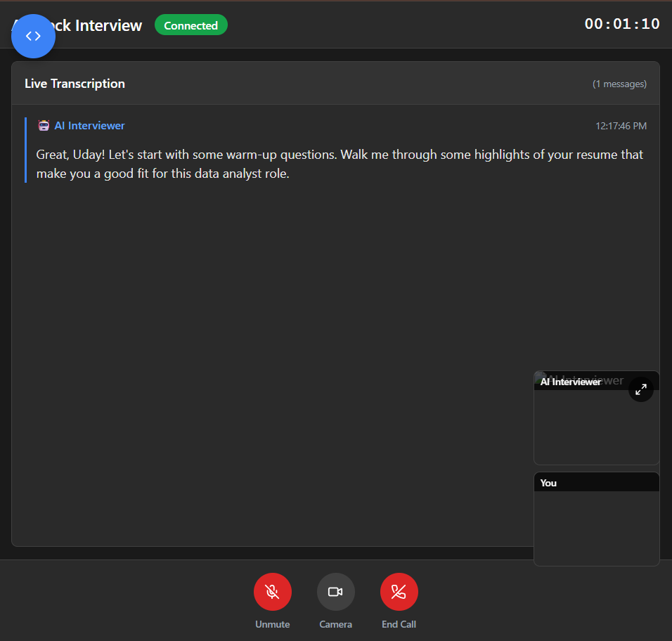Live Mock Interview System